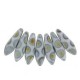 Czech Glass Daggers beads 5x16mm Chalk white marea dots matted